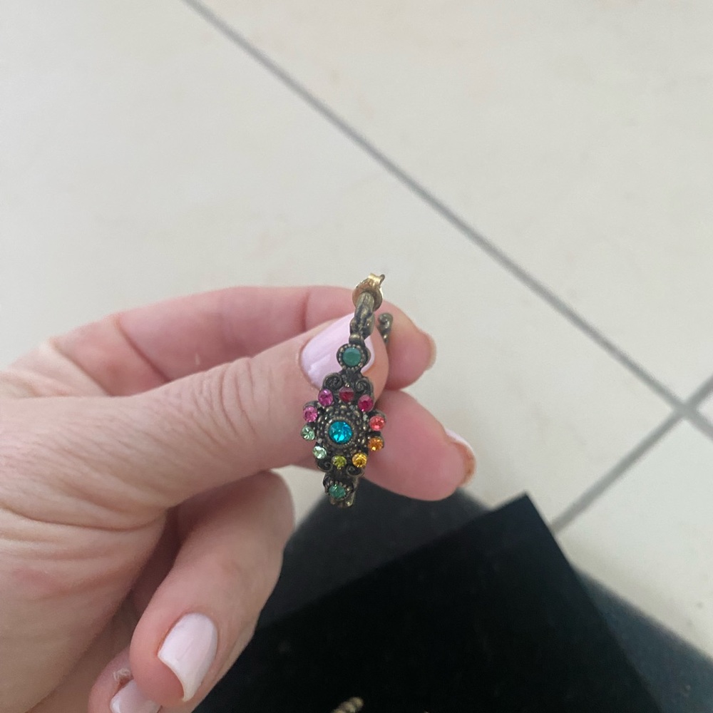 Michal Negrin Teardrop Earrings Swarovski Crystal Rhinestones Floral...